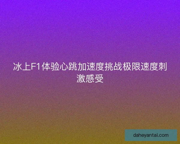 冰上F1体验心跳加速度挑战极限速度刺激感受